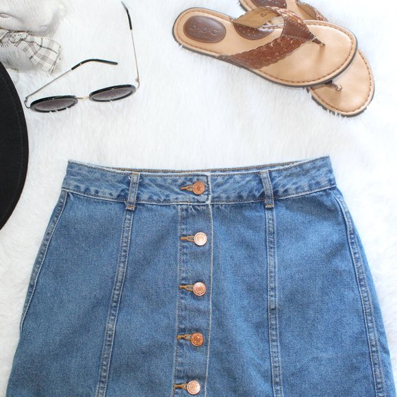 Forever 21 Denim Button Front Mini Skirt - Picture 3 of 8